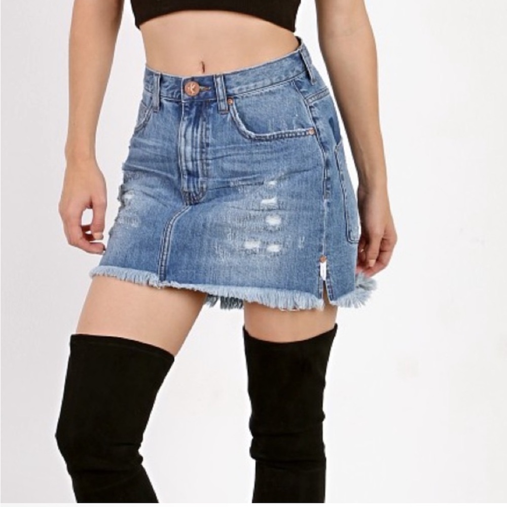 One Teaspoon Mini High Waist Denim Skirts - Picture 2 of 9